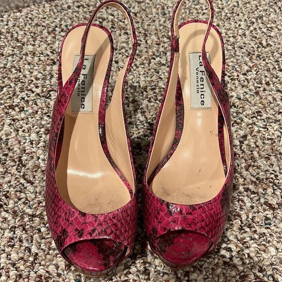 Vero Cuoio Hot Pink Snakeskin Heels - Picture 4 of 5